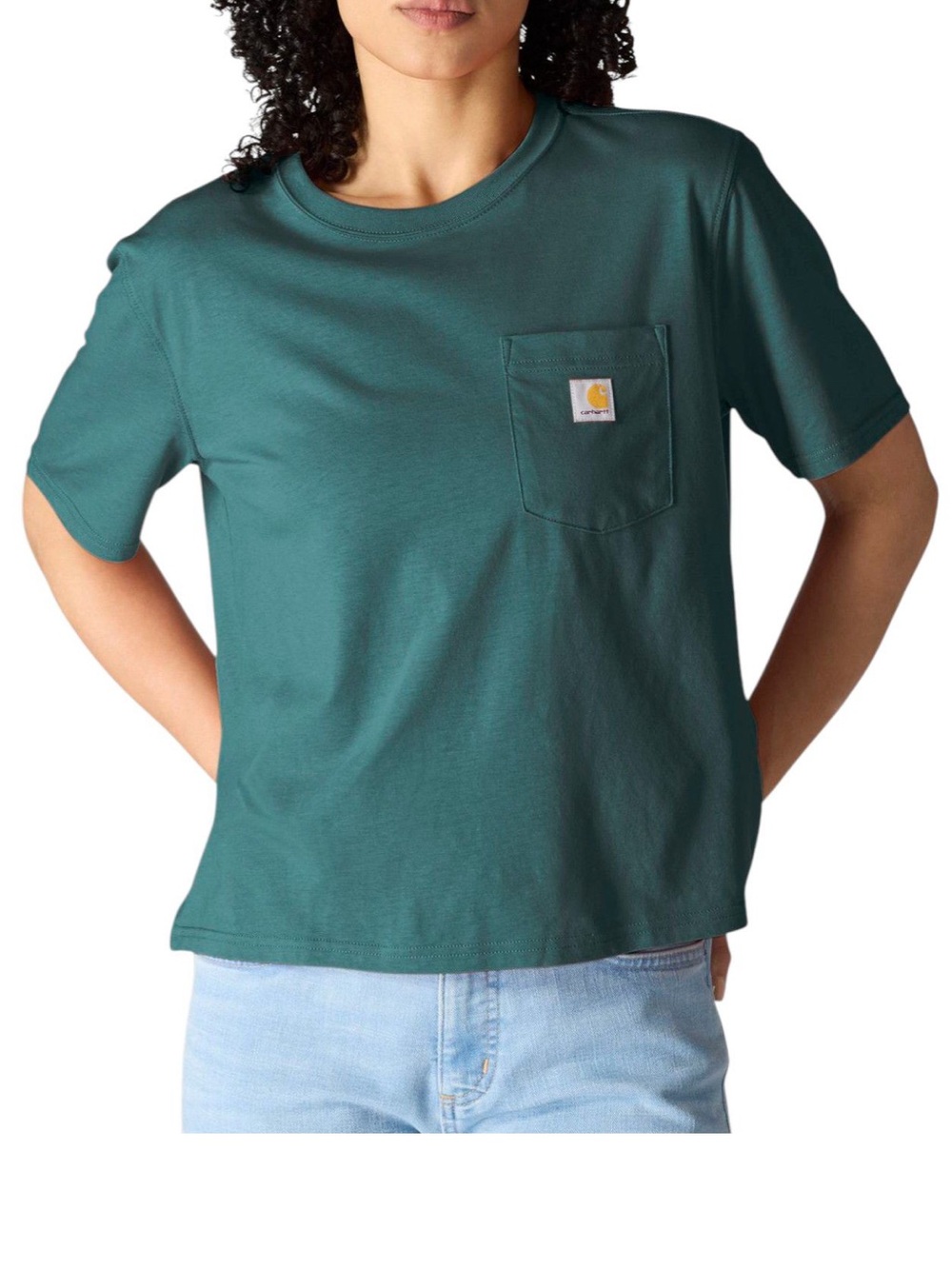 NWT Carhartt women’s Teal Pocket Crewneck Tee size medium